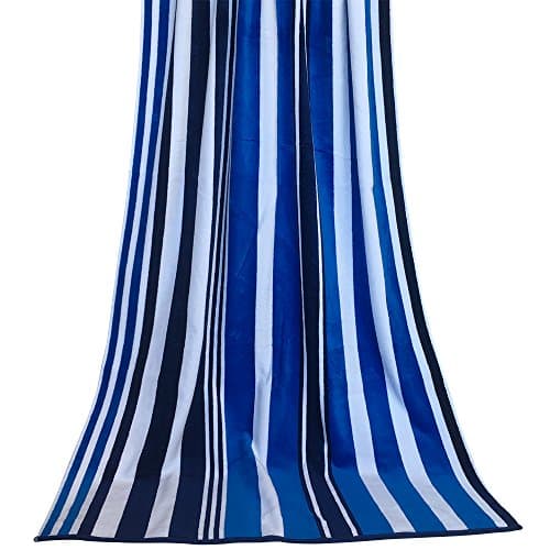 JEANNE 100% Cotton Oversized Quick Dry and Soft Cabana Striped Beach Bath Towel 35.4"x70.8"