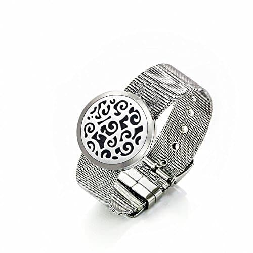 EVERLEAD Round Metal Mesh Bangle Aromatherapy / Essential Oils Stainless Steel Diffuser Locket Pendant Bracelet