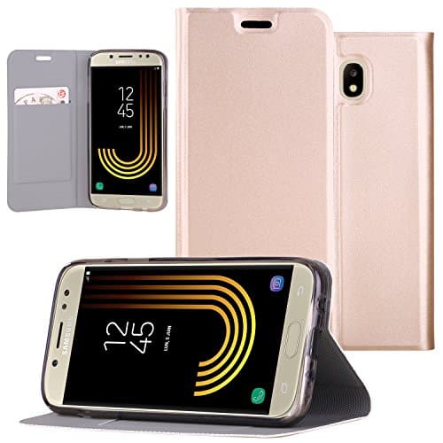 Samsung Galaxy J7 (2017)Case, Premium PU Leather Wallet Flip Protective Case Cover with Card Slot and Stand for Samsung Galaxy J7 2017 - Gold