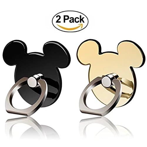 Rogogo Finger Ring Kickstand 2 Pack Black Gold Phone Ring Holder 360°Rotation Finger Grip Universal Cell Phone Ring for iPhone X 8 7 Plus 6S 6 5 5S iPad Samsung Galaxy Huawei Xiaomi