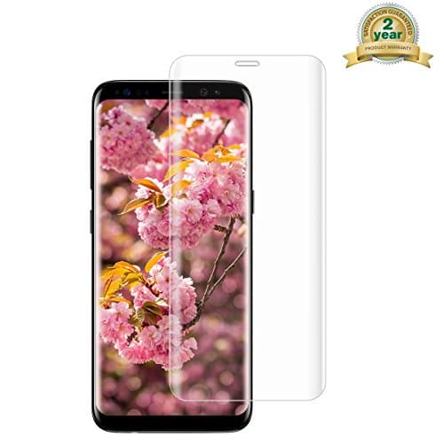 Galaxy S8 Plus Screen Protector S8+ Tempered Glass Clear Anti-Bubble Scratch Drop Proof 3D Curved Full Coverage HD Clear Ballistic Glass Screen Protector Film for Samsung S8 Plus