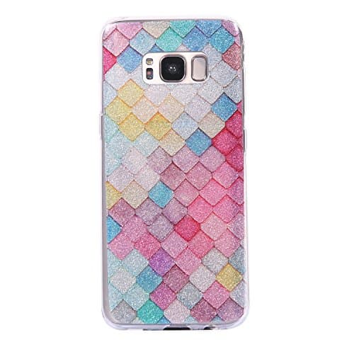 HeBan Luxury Bling Bling Glitter Sparkle Designer Case Shockproof Shining Fashion Style Back Cover for Samsung Galaxy S8 - Color Diamond