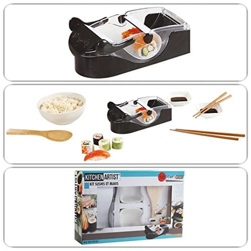 Maki Sushi (Sushi Making Sushi Maker Kit Rice Roller Set of 2 Wooden Spoon, Sauce Bowls Wooden Sticks)