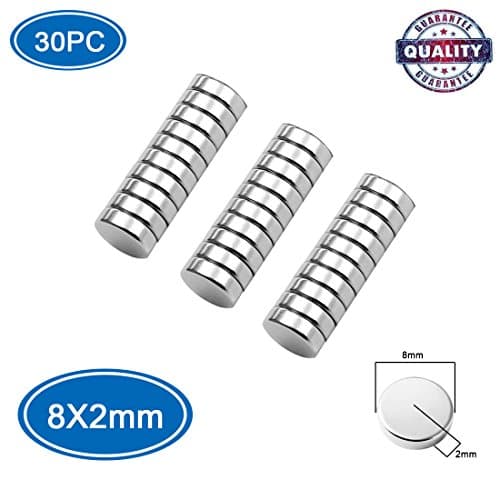 Neodymium Magnets,MEAMOR 30pcs 8MM x 2MM N45 Multi-Use Magnets, DYI, Fridge, Home & Office, Whiteboard, Crafts, School Classroom Magnets (30pcs 8MM x2MM)