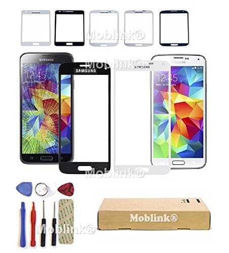 GlobalShineUK® Replacement Front Outer Glass Screen Lens For Samsung Galaxy S3 -S4 - S5 - Mini - NOTE 2 3 Iphone 5 - Tools Kit &amp; Full Face Adhesive (SAMSUNG S4, White)