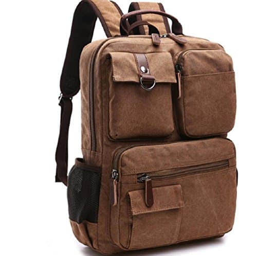 ZC&amp;J Men's Canvas Shoulder Bag Computer Backpack, 14L Capacity Hiking Trip Mountain Riding Bag, Rugged Wear Resistant Anti-Shot High Quality Backpack,C,14L