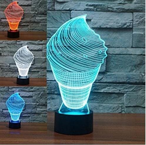 3D Ice cream Table lamp Acrylic Small Night Light 7 Color Change Touch Switch Desk Lamp (Voltage: 5V) [Energy Class A+++]