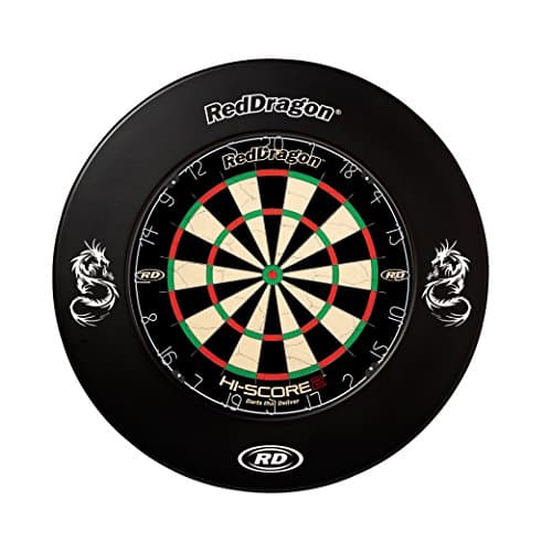 Red Dragon Hi-Score 2 Dartboard & Printed Red Dragon Surround - Combo Set Black