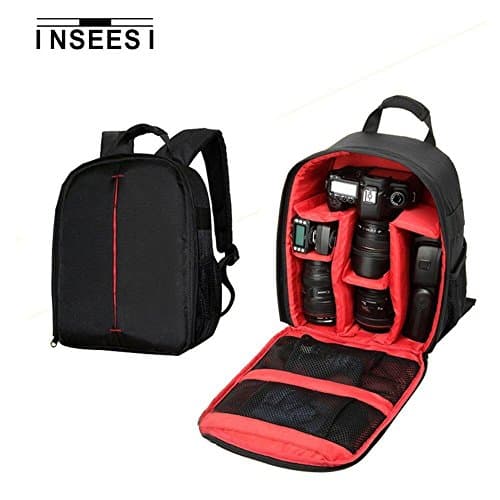 Kilos INSEESI Processional Backpack For SLR Camera Bag For Canon For Nikon For Sony Durable Waterproof 600D Nylon Cameras Bag (6.88*4.9*13.38in) (Red1)