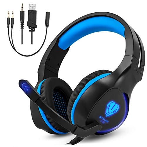 Hisionlee Xbox One Headset Gaming, PS4 Controller,Over-Ear Headphones with Mic,Stereo Gamer Headphones 3.5mm,Wired Noise Isolation(Blue)