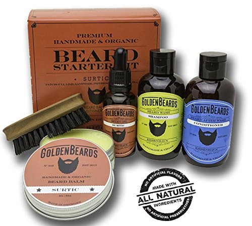 Beard Set Boxed - Organic Beard kit for Men Gift - Surtic - Peppermint & Lime Smell by Golden Beards