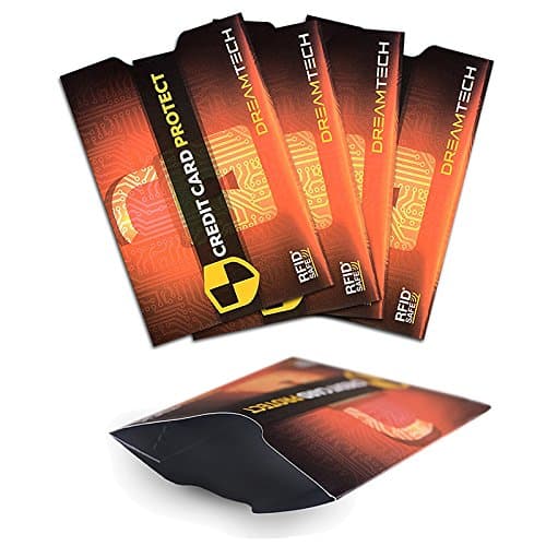 DreamTECH RFID Blocking Sleeves with Unique Design 5 pcs. Premium Credit / Debit card Anti-Theft, NFC Protection Security