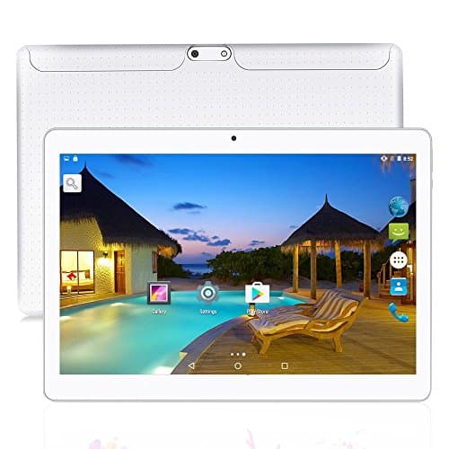 LLLccorp 10 Inch Android 5.1 3G Phone Call Tablet PC Quad Core IPS Screen Dual Sim Slot 1G RAM 16G ROM WIFI Bluetooth UK 3 PIN Plug (White)