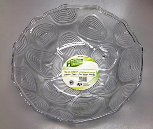 Edged Clear Plastic Food &amp; Fruit Bowl With Pattern (260mm Diameter)