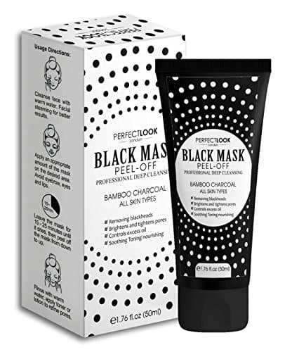 UK NEW 2018 Improved Formula PROFESSIONAL DEEP CLEANSING BLACK MASK – PERFECT LOOK London Black Face Mask with Activated Charcoal / Black Face Mask Peel Off / Blackhead Remover Mask / Black Face Peel to Remove Blackheads / Skin Peel for Face with Bamboo Charcoal / Black Face Peel / Purifying Mask Facial Detox Professional Cleansing Remove Dirt and Toxin Brightens and Tightens Pores Skin Care Oil Control