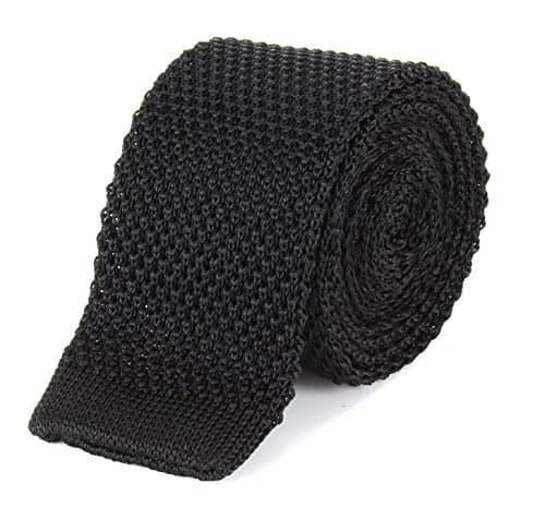 Authentic Tootal Plain Knitted Silk Skinny Mod Tie in Black, Navy & Burgundy