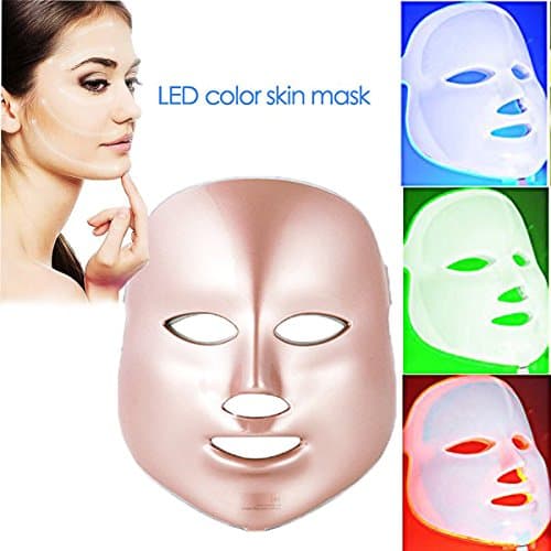 [New Version 2018] Havenfly NEWEST LED Photon Therapy 3 Colors ( Red Blue Green )Light Treatment Facial Beauty Skin Care Rejuvenation Pototherapy Mask PDT Beauty Face Care for Home (Golden)