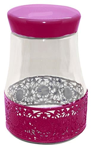 Silicone Gold Jar with Openwork, Glass, Pink, 22 x 13 x 13 cm