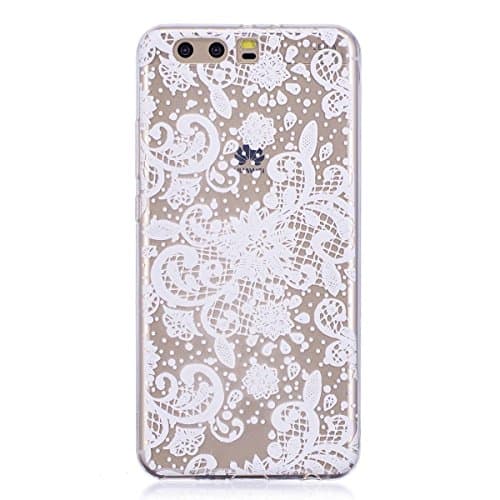 HuaWei P10 Plus Case, MEETER Soft TPU Transparent Clear Soft TPU Gel Case Cover for HuaWei P10 Plus, [Ultral Thin] [Scratch Resistant] Lace Flower Pattern Print Soft Silicone Gel Rubber Skin Cover for HuaWei P10 Plus