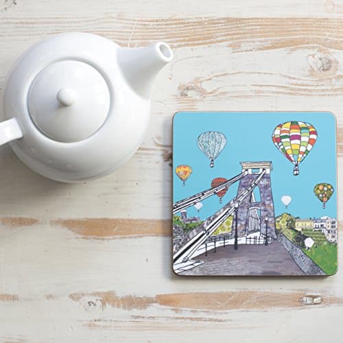 Balloons Over The Toll Bridge Square Teapot Stand