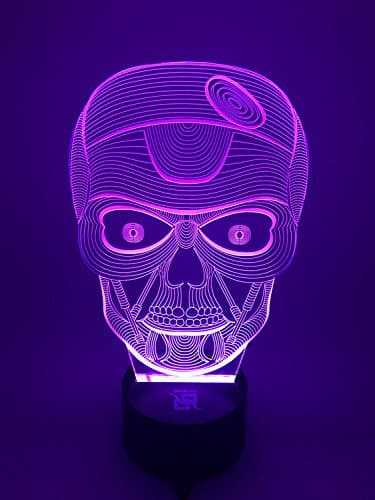 YOUQIZHI 3D LED Visual Lamp Optical Illusion Led Night Light,Skull lines Cartoon Amazing 7 Colors Shape Touch Sensitive Switch Lamps with Acrylic Flat, Halloween gift