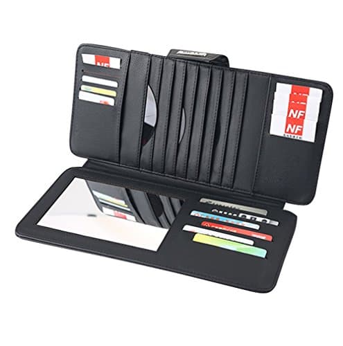 Car Sun Visor Organizer, NOTENS Auto Portable PU Leather Pocket Organizer, Registration And Document Holder, Personal Belonging Storage Pouch Organizer, Interior Accessories Pocket Organizer