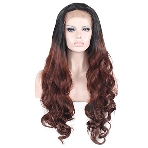 Brown Curly Wave Wigs – Lace Frontal Wigs Natural Adjustable Strap Heat Resistant and Full Wavy Wigs for Women