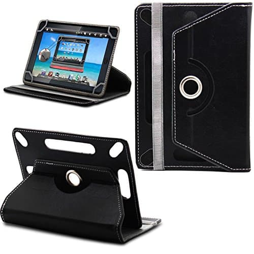 Hipstreet Pilot 10 Inch Tablet Case New Design TAN Universal 360 degree Rotating PU Leather Designer Colourful Stand Case Cover - Plain Black by Gadget Giant®
