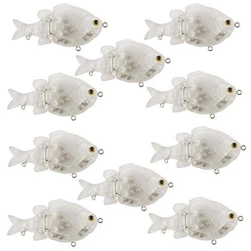 10pcs Unpainted Quality 2-Jointed 3.5 Bluegill Swimbaits Hard Lures by Shorven