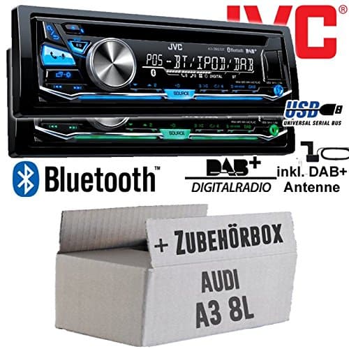 Audi A3 8L - JVC KD-DB97BT - DAB+ Digitalradio | Bluetooth | USB | Autoradio inkl. DAB+ Antenne - Einbauset