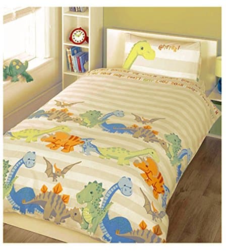 QUEEN-SIZED DUVET COVER DINOSAUR DESIGN NATURAL