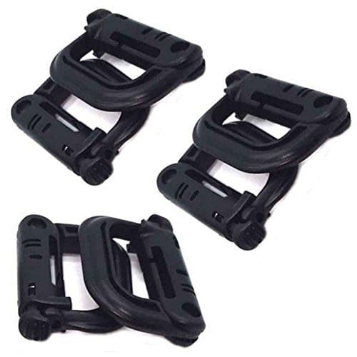 CoolBuyMall® Pack of 6pcs Multipurpose Grimloc Locking D-Ring for MOLLE Webbing and Systems (Black)