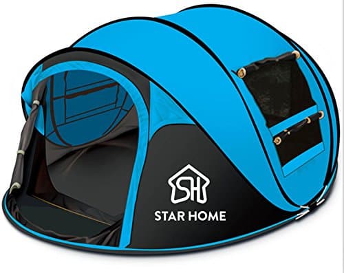 ALLIN Star Home 4 Persons Pop Up Affordable Tent Support Hiking Camping Traveling Family Dinner (Blue)