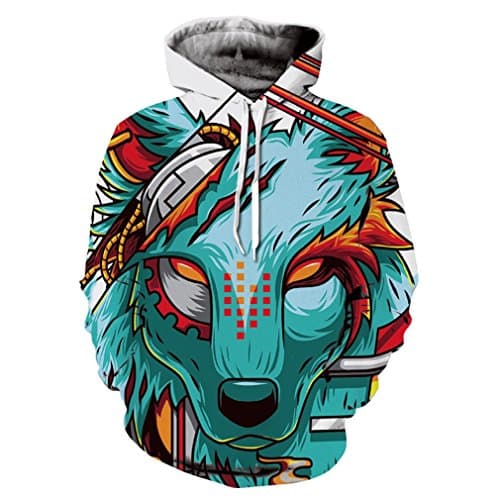 Men's 3D Digital Print Pullover Hoodie Unisex Realistic Sweatshirt Plus Size Loose Fashion Hooded Spring Fall Winter Tops (Color : 1, Size : XL)