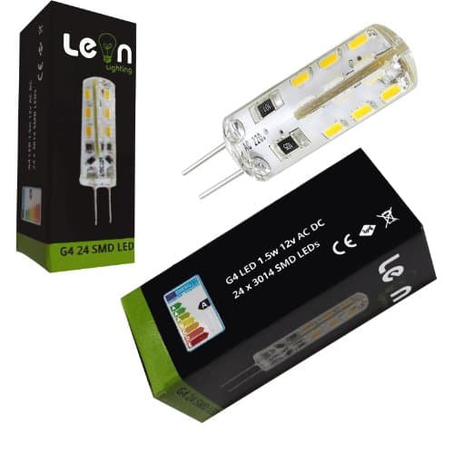 G4 LED Warm White 24 x 3014 SMD LEDs 12v AC or DC replace 10w G4 in any halogen lamp
