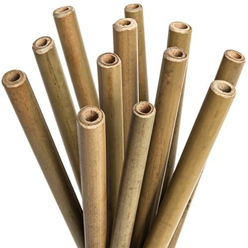 All Natural Bamboo Drinking Straws by Elemental Home - Set Of 12, Reusable Bamboo Straws &amp; 2 Nylon Straw Cleaning Brushes - 100% Natural, Eco-Friendly, Non-Toxic &amp; Safe Bamboo -- 12, 8 Bamboo Straws by Elemental Home