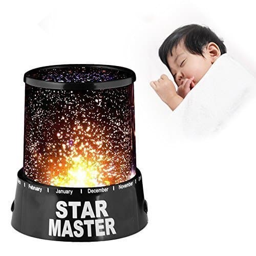 FUILi Star Projector Twilight Bed Light LED Night Light Starry Moon Lamp for Children Kids Bedroom Christmas Room Decoration