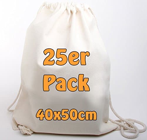 Traum Very Robust and Resilient) Blank Canvas Bag Cooler Backpack Jeans Cotton Lining with Drawstring Natural 40 x 50 cm 25 Bags
