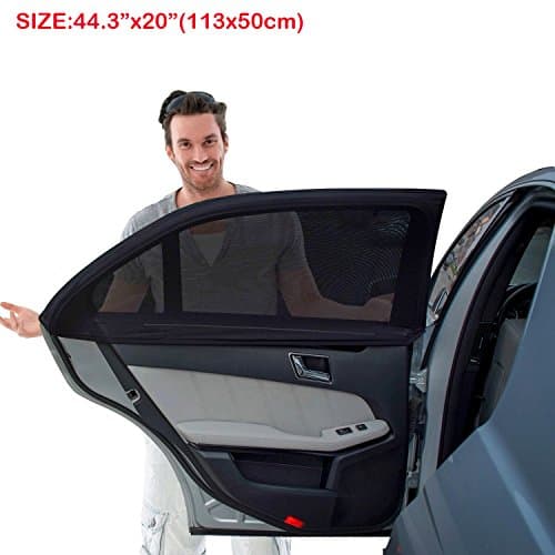 Car Sun Shade Screen Covers (2 Pieces) for Rear Side Window - UV Protection for Infants, Children, and Pets, Fits All (99%) Cars! - 44.3"x20"