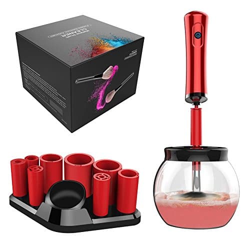 Makeup Brush Cleaner,Efforty Deep Clean and Dry All Size Makeup Brushes,Portable Electronic Automatic Brushes Cleaner (Red handle)
