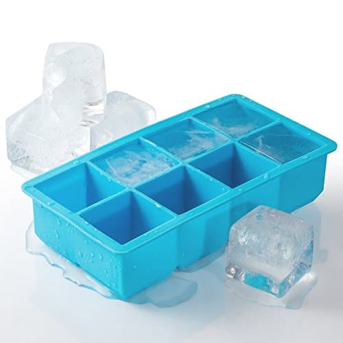 Ice Cube Tray Large, MANLEHOM 2-inch Square Silicone Ice Cube Maker for Whiskey Drink Blue