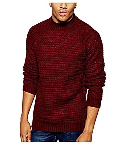 Native Youth Men's Oversized Stitch Jumper, Burgundy Red, Size Large
