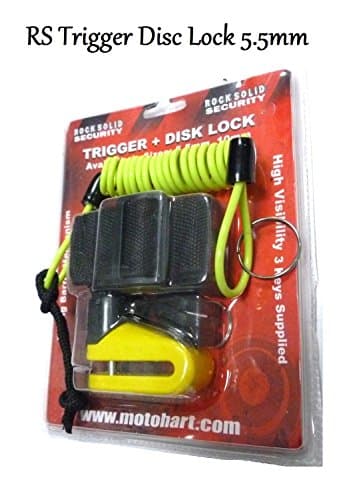 MOTORBIKE RS TRIGGER DISC LOCK 5.5mm Motorcycle Scooter AntiTheft Security Disk Lock + DLR Cable & Grid Balaclava