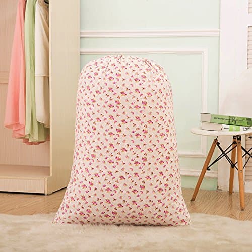 Personalised Natural Cotton Laundry Bag / Sack Burlap Bags with Drawstring Gift Jute bags trumpet,Purple Floral 72cm*77cm