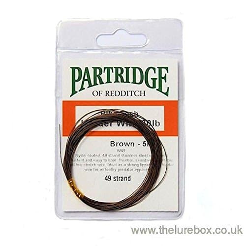 Partridge 49 strand knottable wire trace - Brown 5m 20lbs