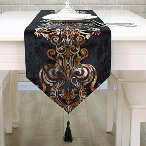 JINGJIE Restaurant Decoration Table runner,chinese style dining table Fabric Table runner,Tea table Cloth Modern Simple Stylish Table runner-F 33x250cm(13x98inch)