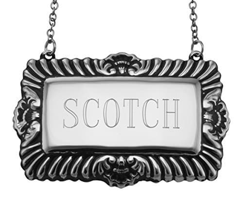 Scotch Liquor Decanter Label / Tag - Sterling Silver by Silver Mine Gifts