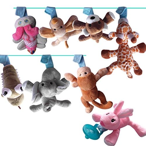 UDS Infant Pacifier &amp; Silicone Pacifier Holder , Teething Soother with Stuffed Animal Removable for Cleaning and Sanitizing Separately (Honeybee)