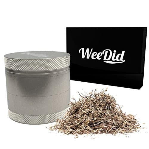 Herb Grinder with Pollen Catcher, Rolling Papers, Carry Bag and a Present Box Set | Large 4 Piece Sharp Metal Tobacco Grinding Mill Kit for Spice and Smoking Accessories