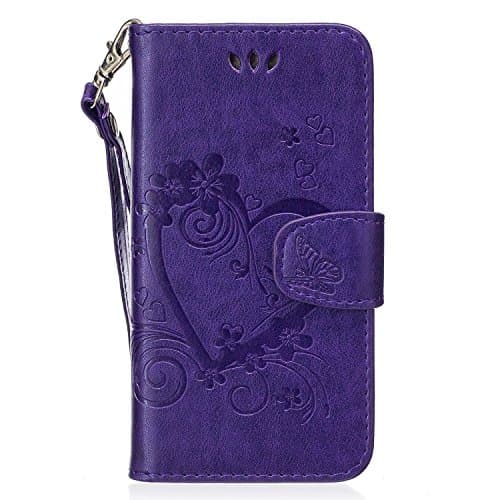 Samsung Galaxy A3 2017 Wallet Case, LTWS Folio Book PU Leather Magneti Clasp Wallet Case with Removable Wrist Strap &amp; Card Holder Soft TPU Rubber Silicone Shell Shockproof Protective Kicktand Cover for Samsung Galaxy A3 2017, Purple Color